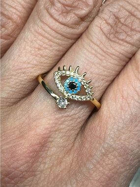 Stainless steel Evil eye gold ring